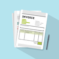 Invoice concept illustration. Invoice paper documents on the table.