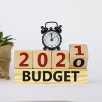 Business And New Year Concept Of Budget Planning 2021. Fliped Wo